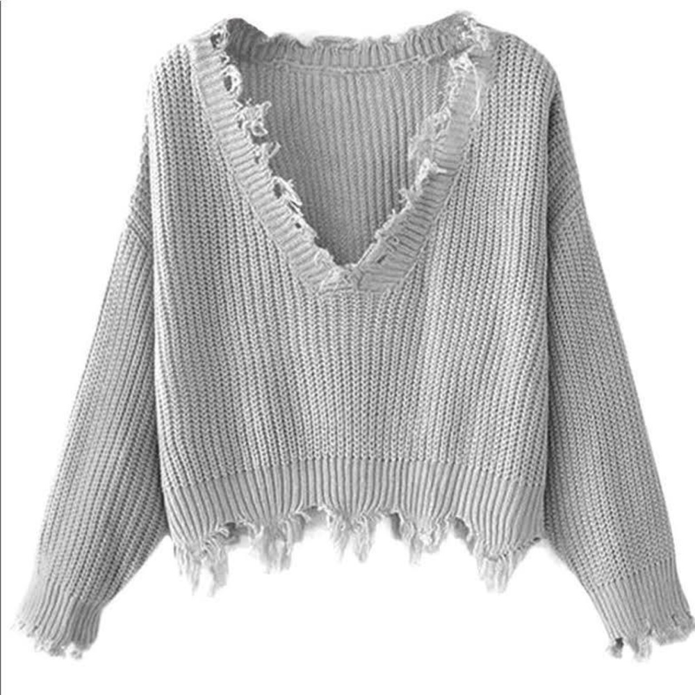 Gray Cropped Sweater